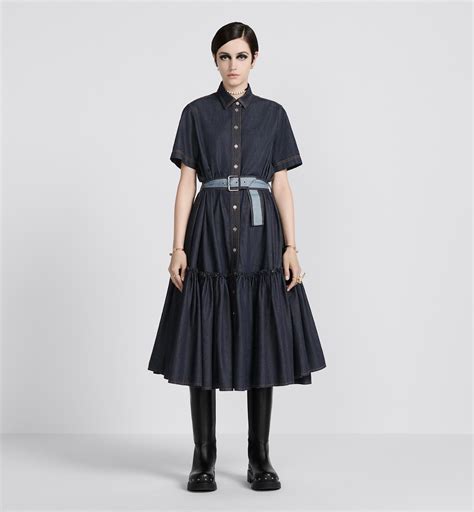 Denim Couture Shirt Dress Blue Raw Cotton Denim 